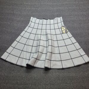 Classic Concepts Skater Skirt Womens M White NEW Reversible Windowpane Knit